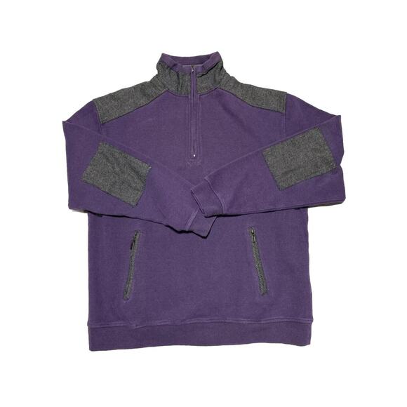 Kinboch Anderson Sweater Mens Extra Large Purple 1/4 Zip Scotland Elbow Patch XL - Picture 1 of 6